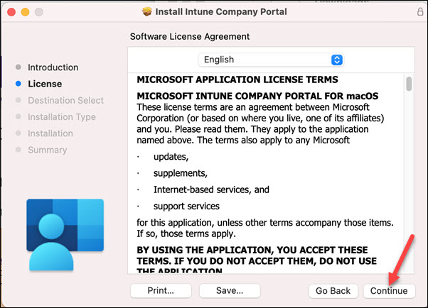 Installing the Intune management profile in macOS System Settings